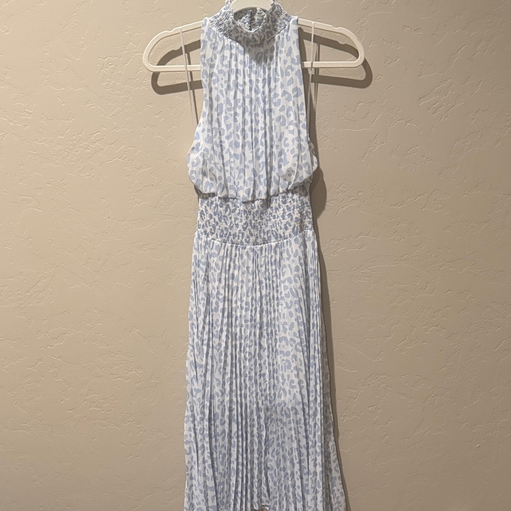 Elegant White and Blue Women's Dress